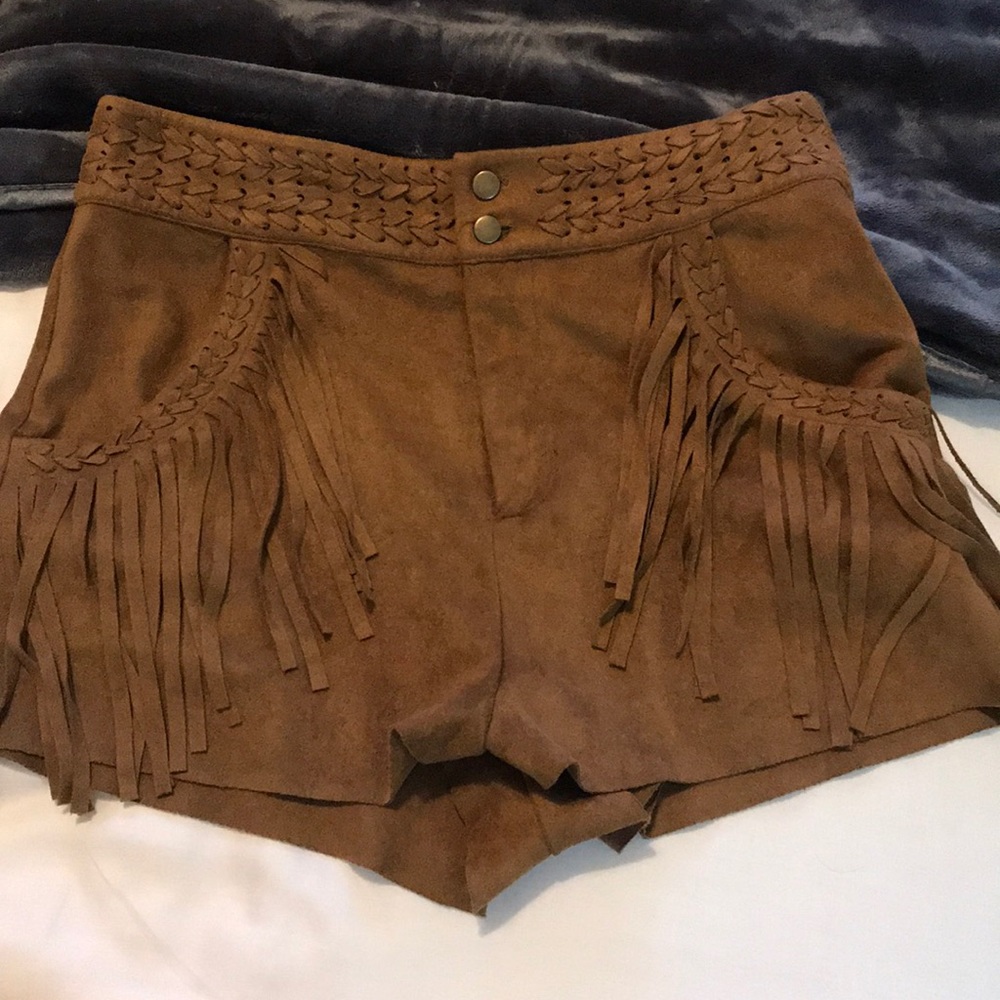 Show me your Mumu suede fringe shorts